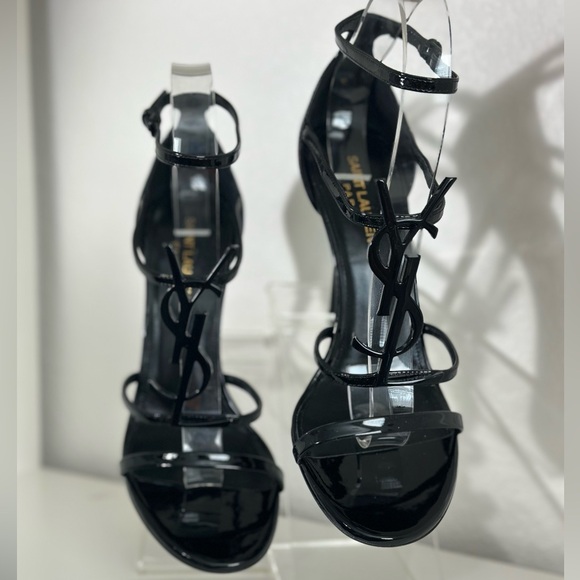 SAINT LAURENT CASSANDRA heels size 38.5 black on black - Picture 3 of 6